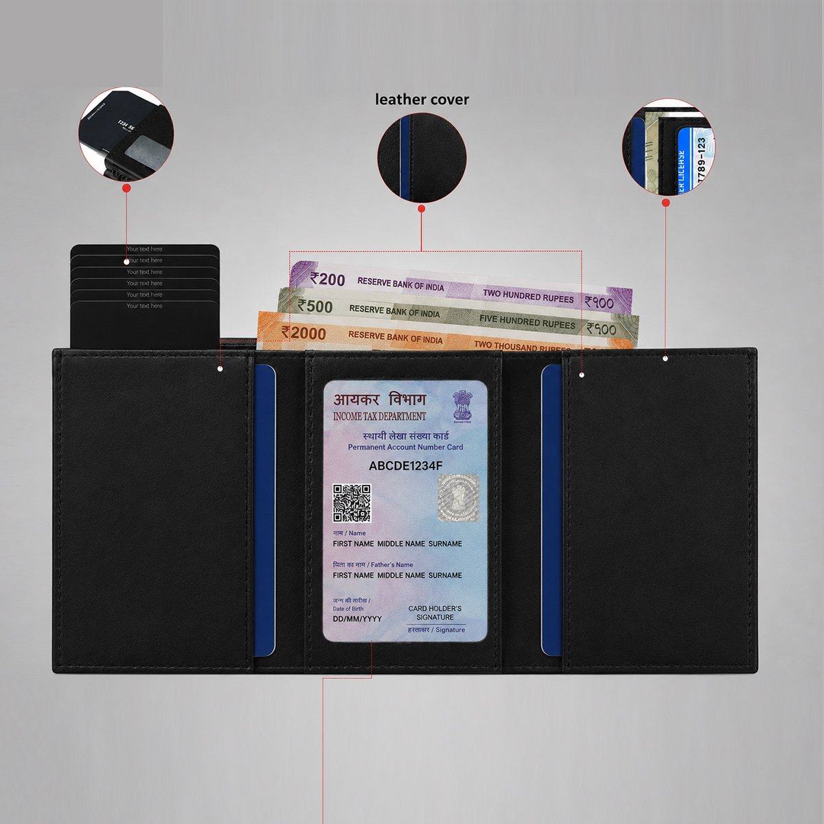 Personalized Leather RFID Card Holder Wallet