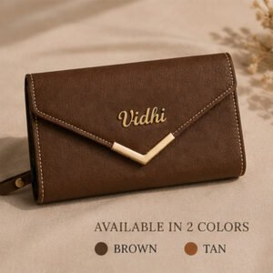 Personalized Leather Women’s Envelope Clutch Wallet