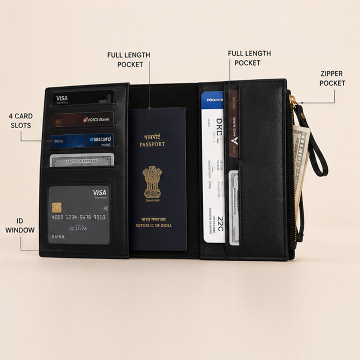 Personalized leather travel organiser