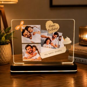 Personalized Birthday LED Acrylic Photo Frame – A Heartwarming Gift for Dad