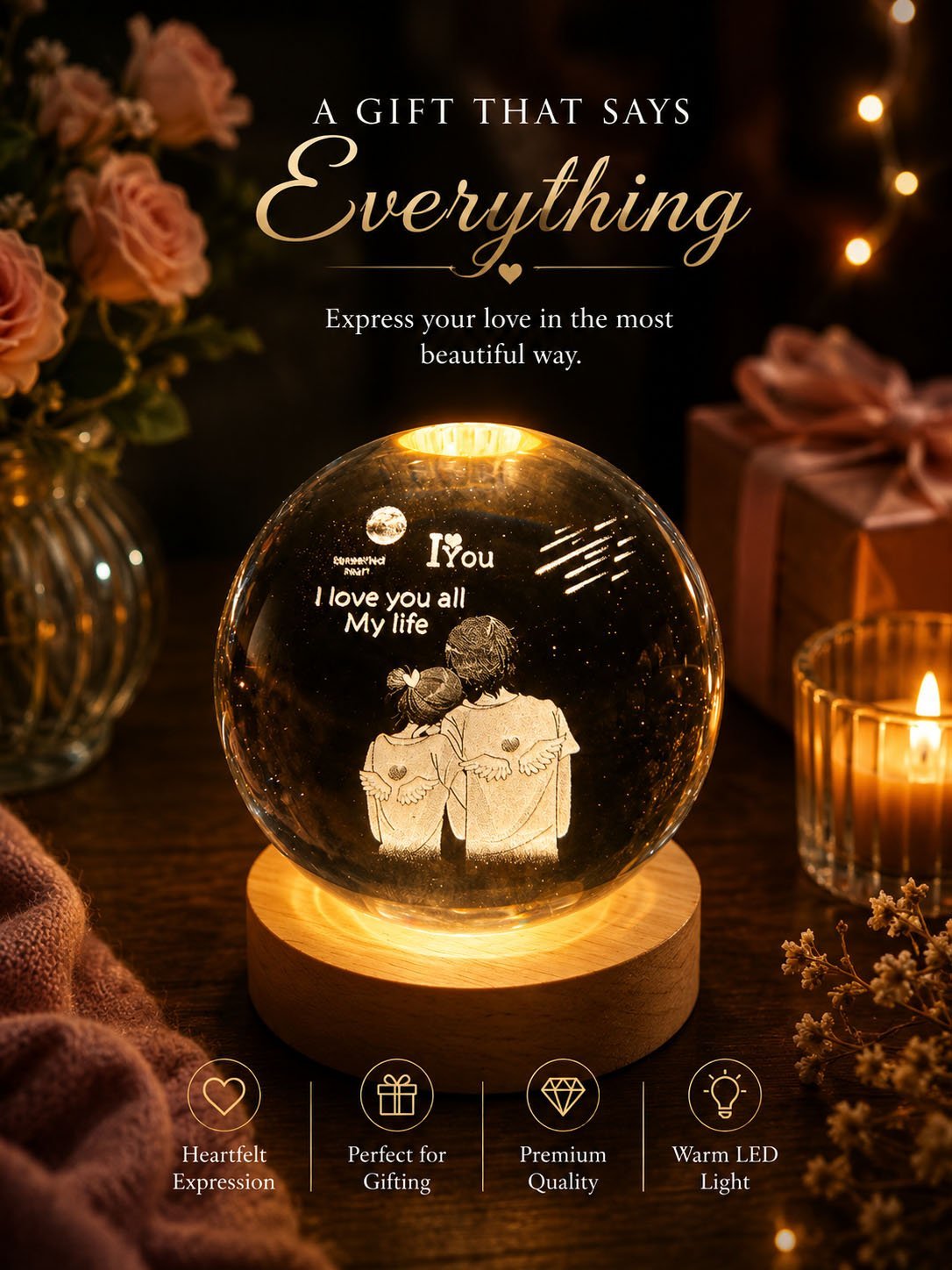 Always & Forever Crystal Ball Lamp