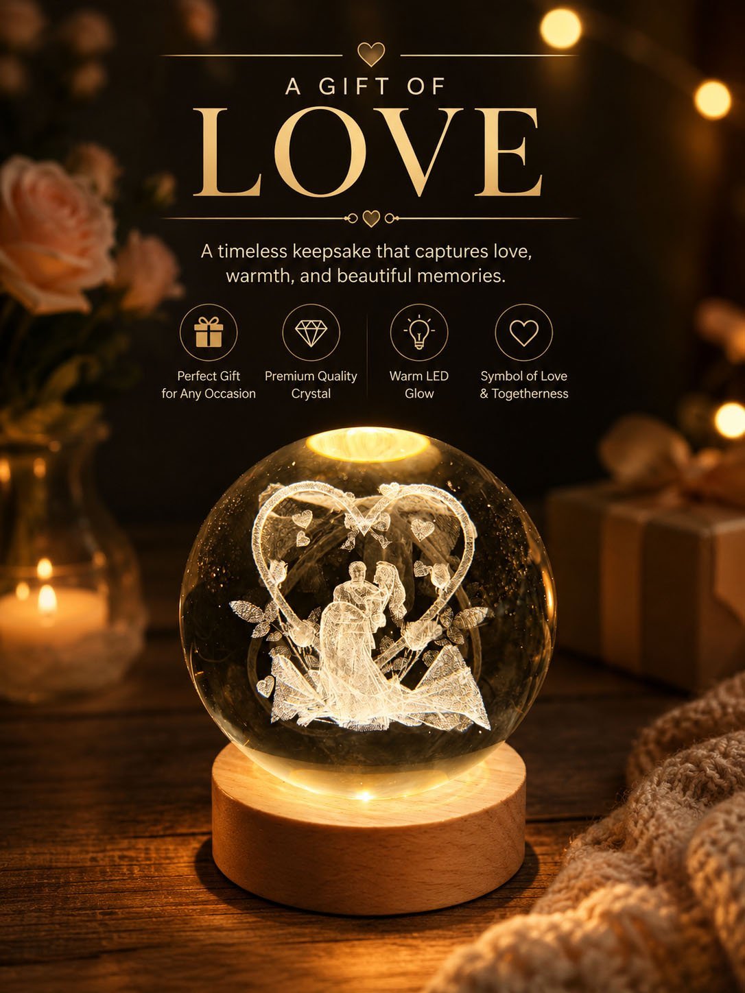 I Love You Crystal Ball Lamp