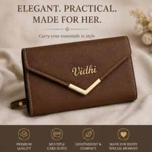 Personalized leather Women’s Envelope Clutch Wallet