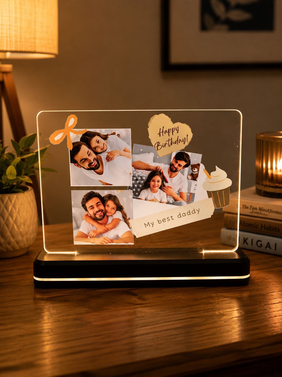 Personalized Birthday LED Acrylic Photo Frame – A Heartwarming Gift for Dad