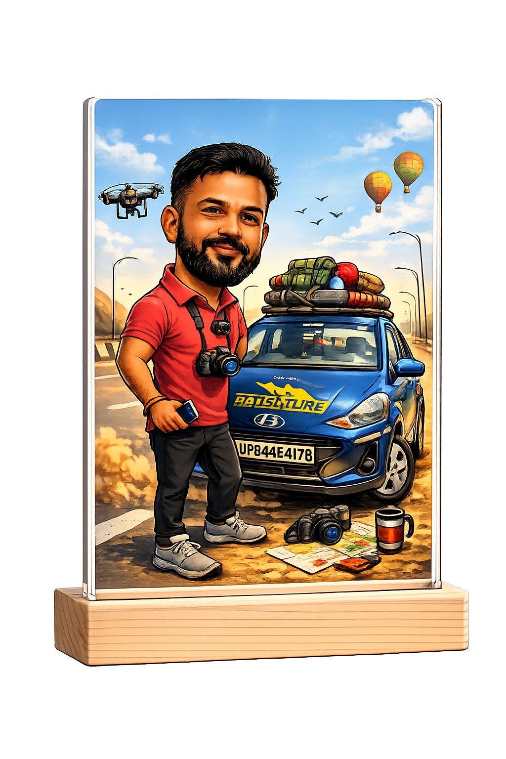 Personalized Travel Caricature Acrylic Photo Frame – A Perfect Gift for Every Explorer