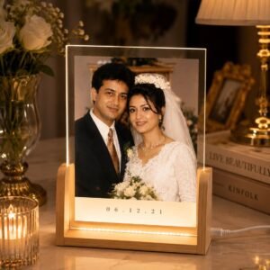 Personalized Wedding Photo LED Acrylic Frame – Preserve Your Forever Moment