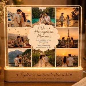 Personalized Honeymoon Memories LED Acrylic Photo Frame – Relive Your Most Romantic Journey