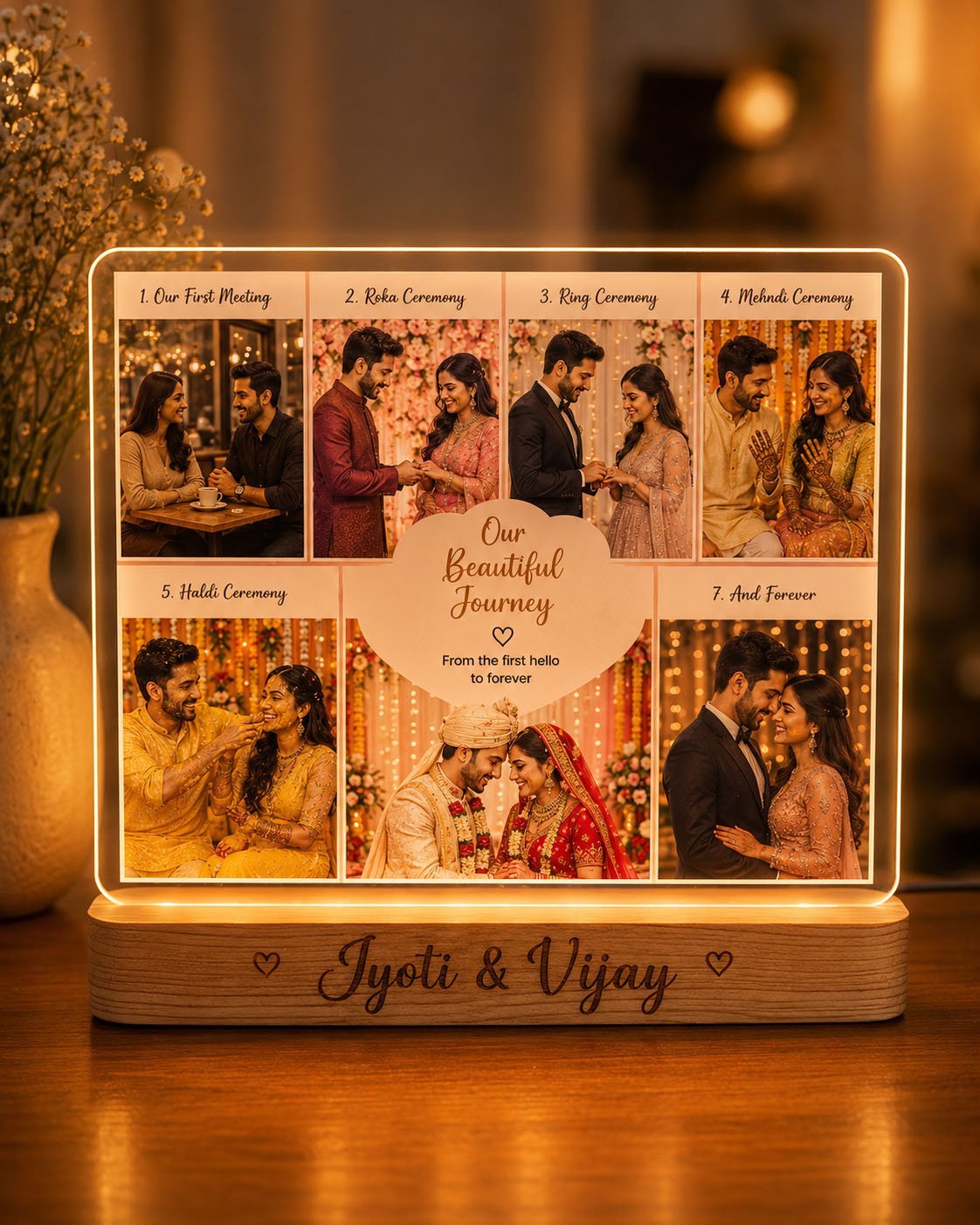 Personalized Love Story Journey LED Acrylic Photo Frame – Every Chapter, One Beautiful Forever