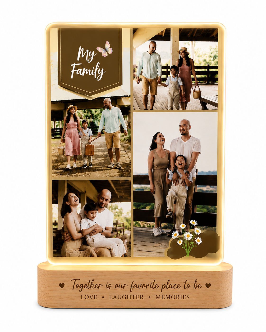 Personalized Family Collage LED Acrylic Photo Frame – Light Up the Love of Family