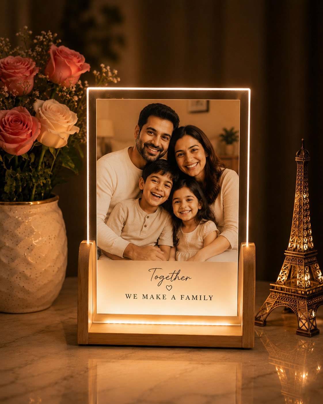 Personalized Family LED Acrylic Photo Frame – Together We Make a Family
