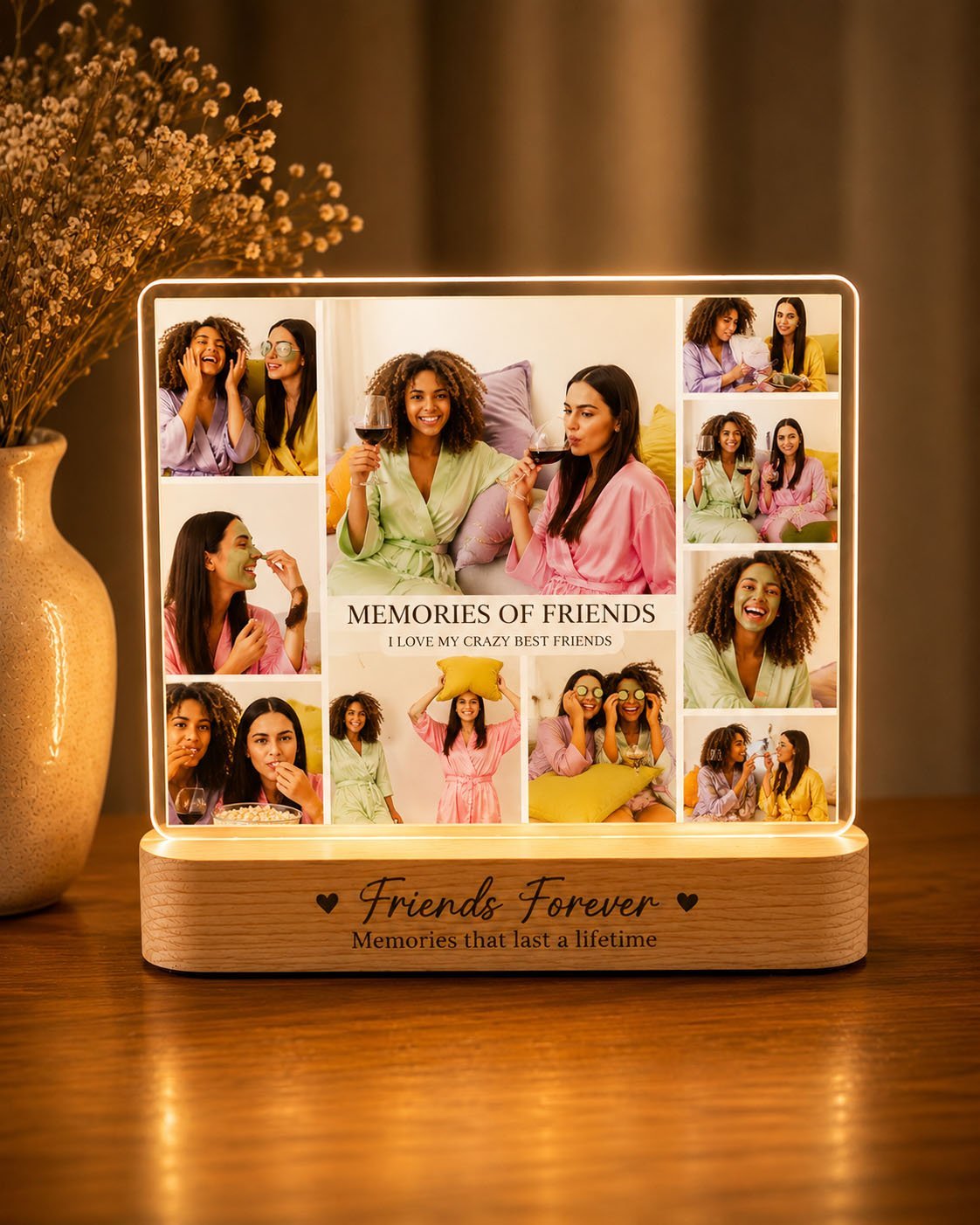 Personalized Friends Memories LED Acrylic Photo Frame – A Glow of Friendship That Lasts Forever