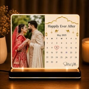 Personalized Wedding Calendar LED Acrylic Photo Frame – Celebrate Your Forever Date