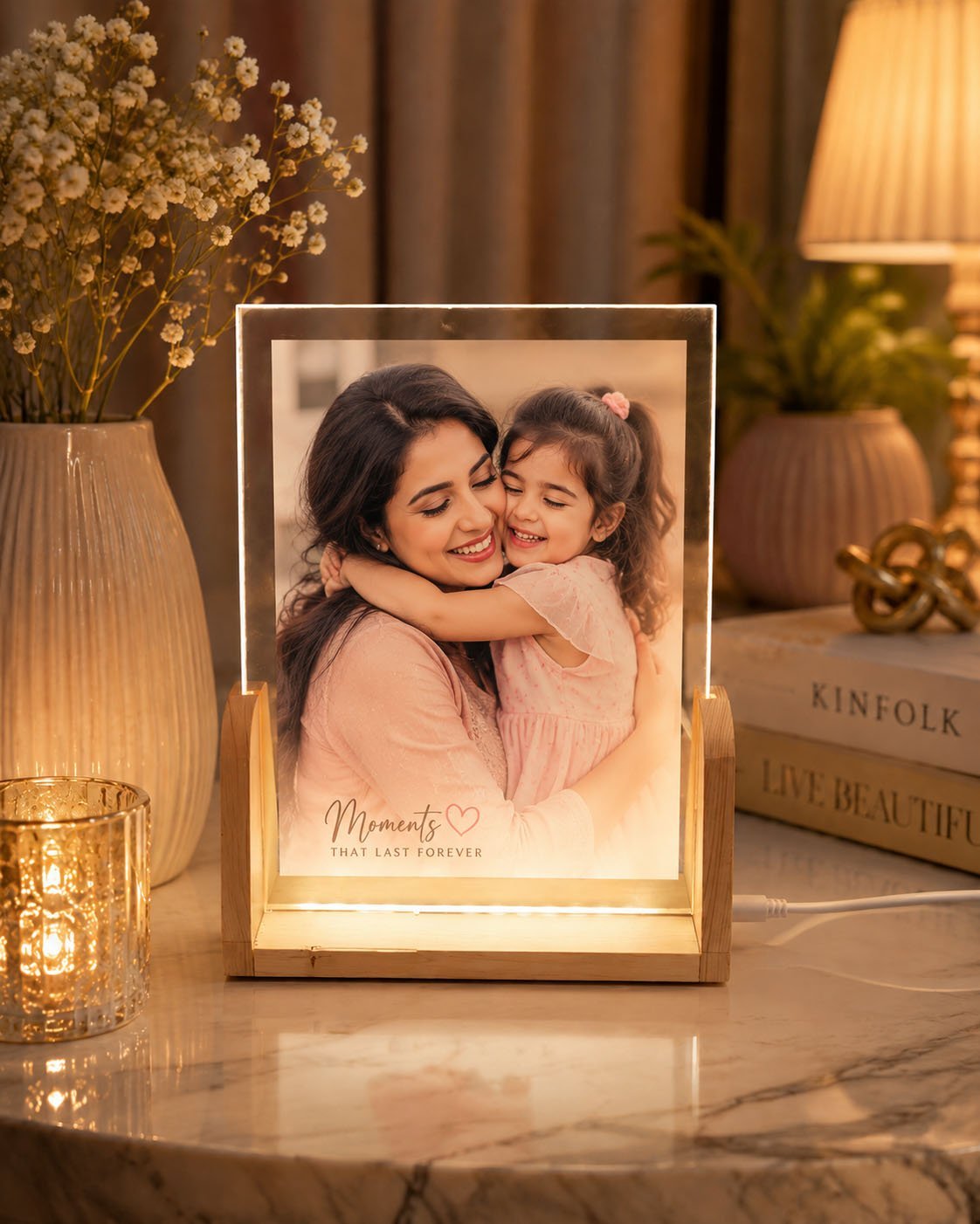 Personalized Mother & Daughter LED Acrylic Photo Frame – Moments That Last Forever
